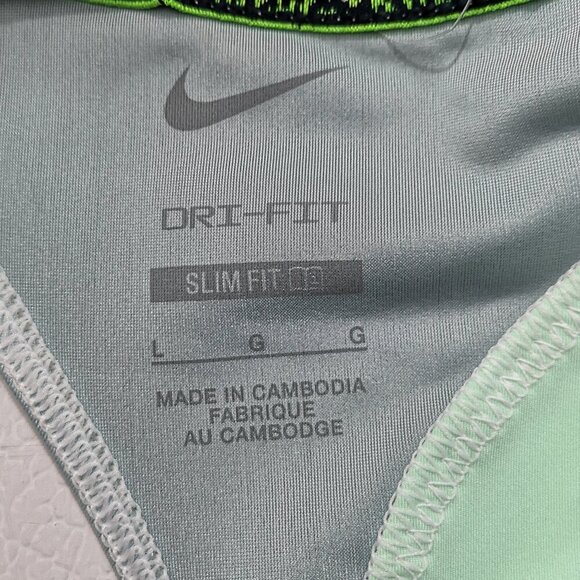 NWT Nike Dri-Fit Ladies Size Large Mint Green & Grey Slim Fit Tennis Tank Top - Picture 3 of 12